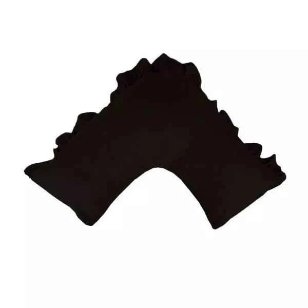 Cotton Polyester V Boomerang Shape Ruffled Pillowcase Black