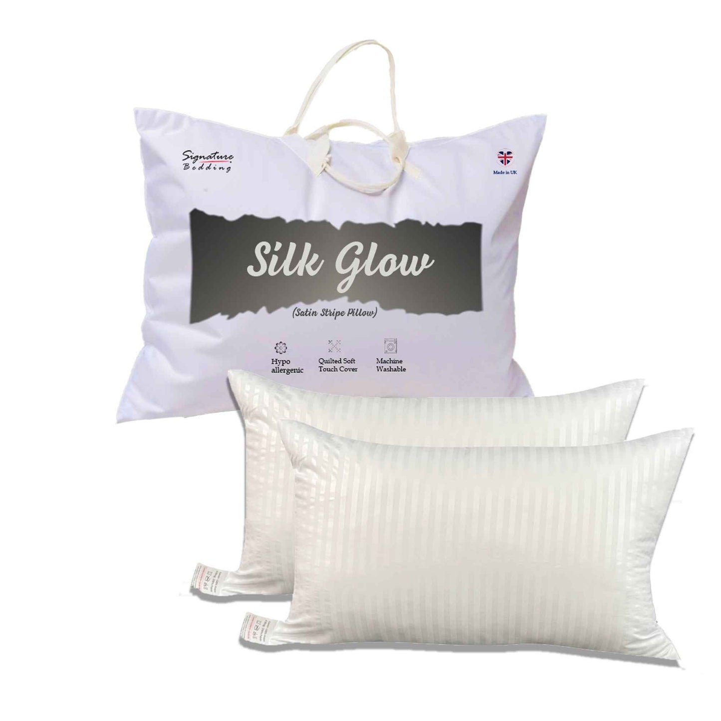 Luxury Soft Satin Egyptian Stripe Pillow Hollowfiber Filled