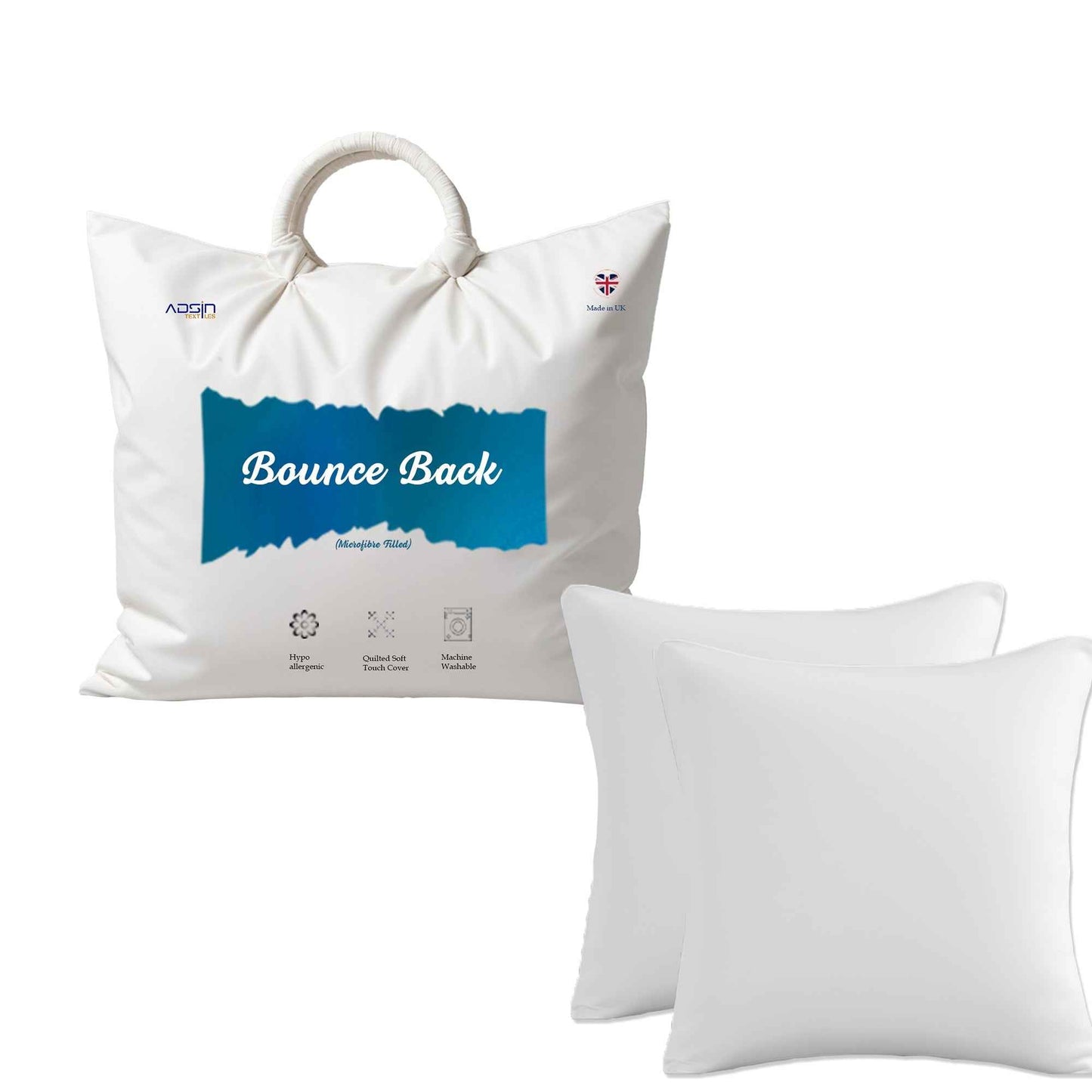 Microfiber Cushion Pads Extra Deep Inserts Fillers Inner Sofa Throw Cushion 2 White