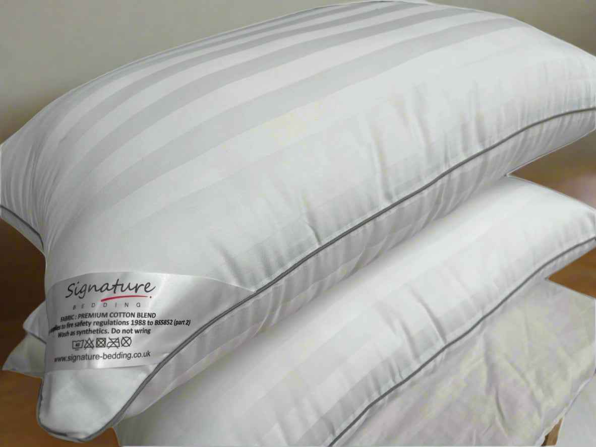Luxury Bed Pillows - Hotel Quality Broad Stripe Soft Support Bounce Back Hollowfiber