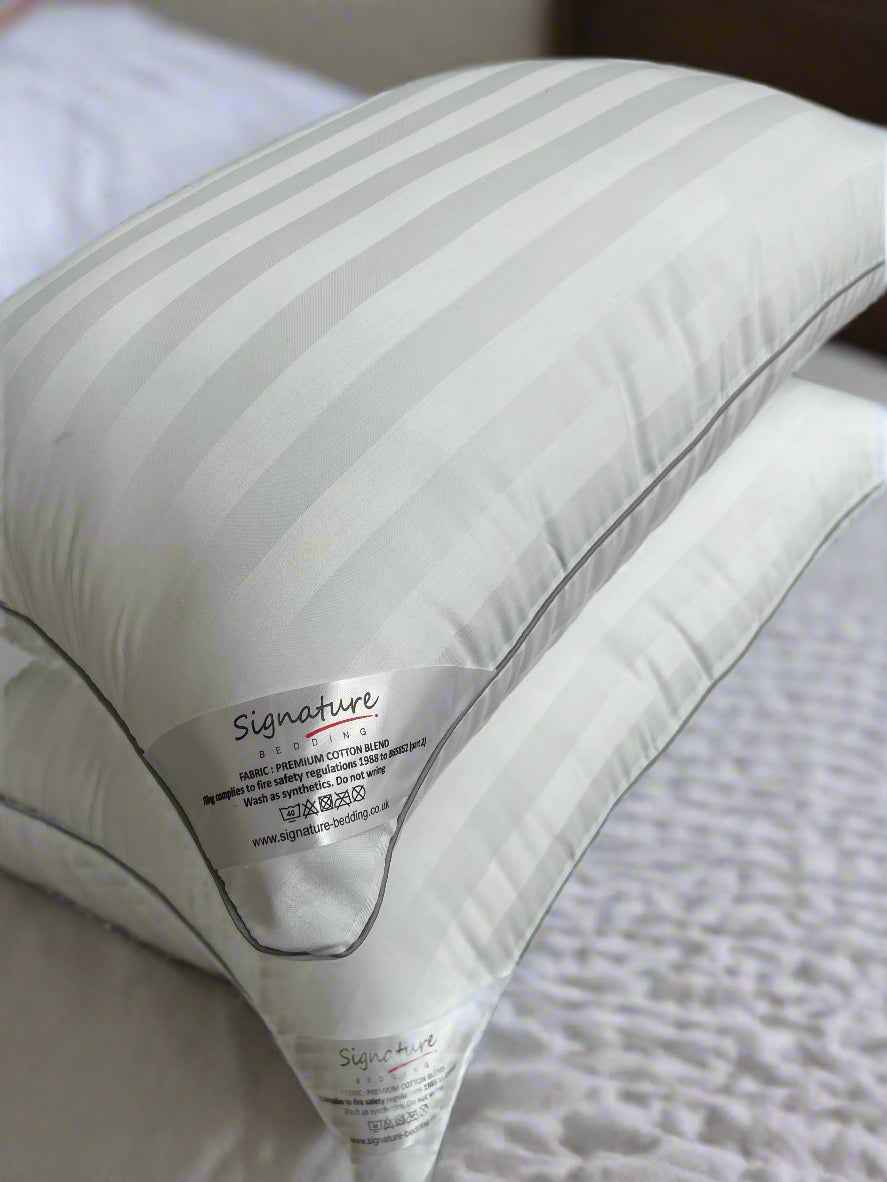 Luxury Bed Pillows - Hotel Quality Broad Stripe Soft Support Bounce Back Hollowfiber