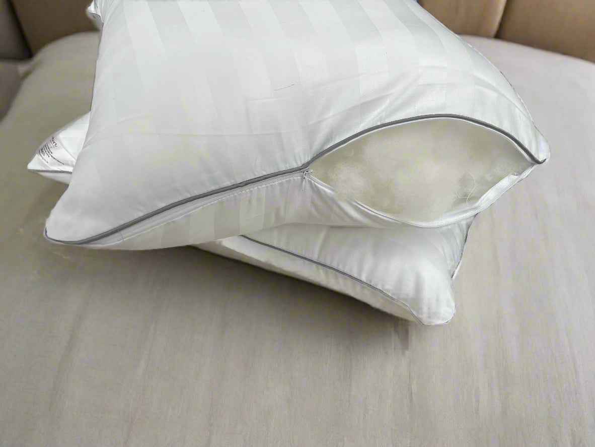 Luxury Bed Pillows - Hotel Quality Broad Stripe Soft Support Bounce Back Hollowfiber