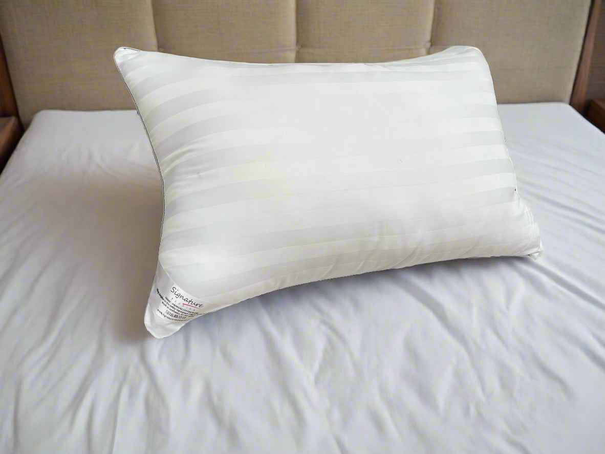Luxury Bed Pillows - Hotel Quality Broad Stripe Soft Support Bounce Back Hollowfiber