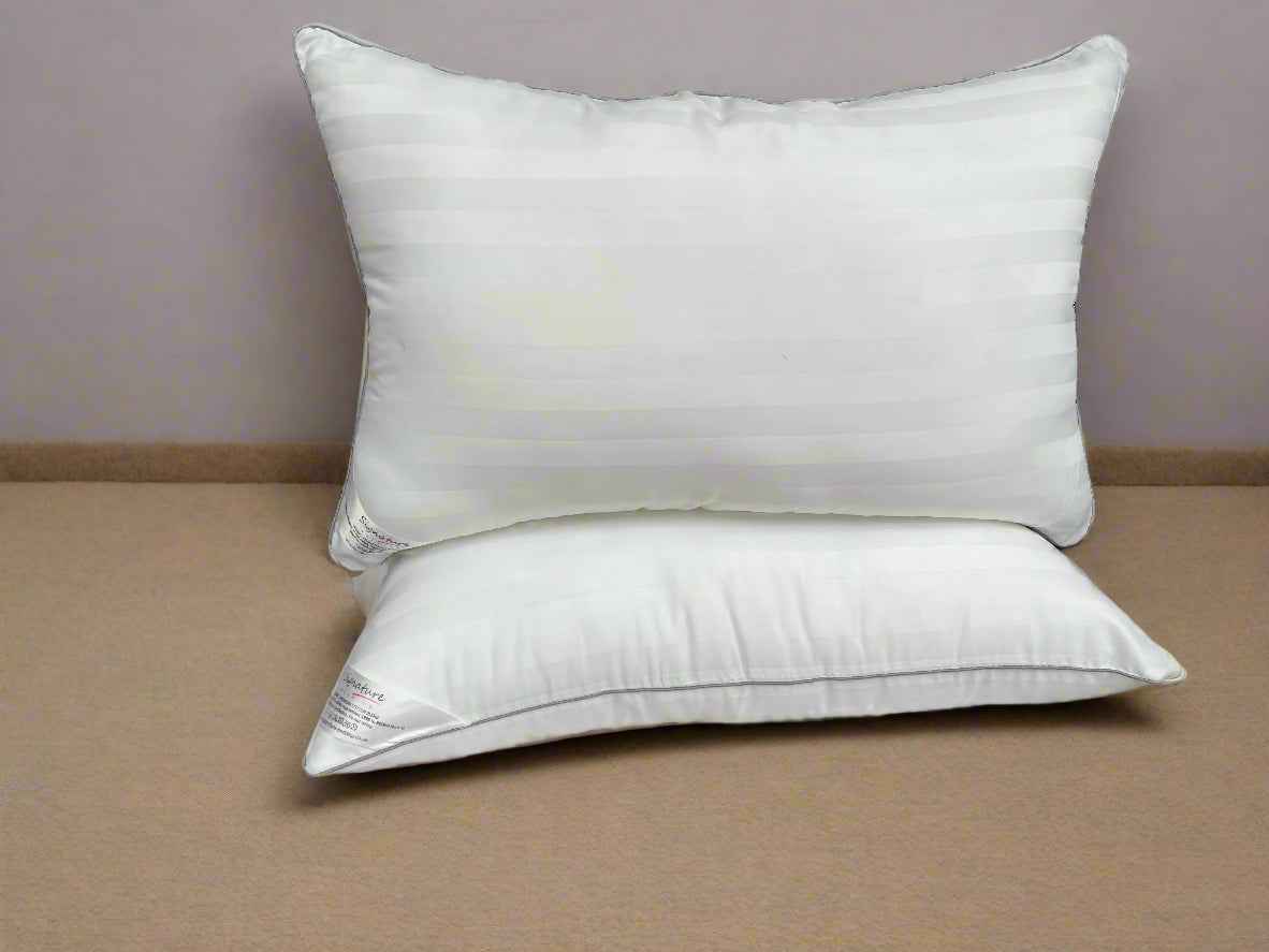 Luxury Bed Pillows - Hotel Quality Broad Stripe Soft Support Bounce Back Hollowfiber