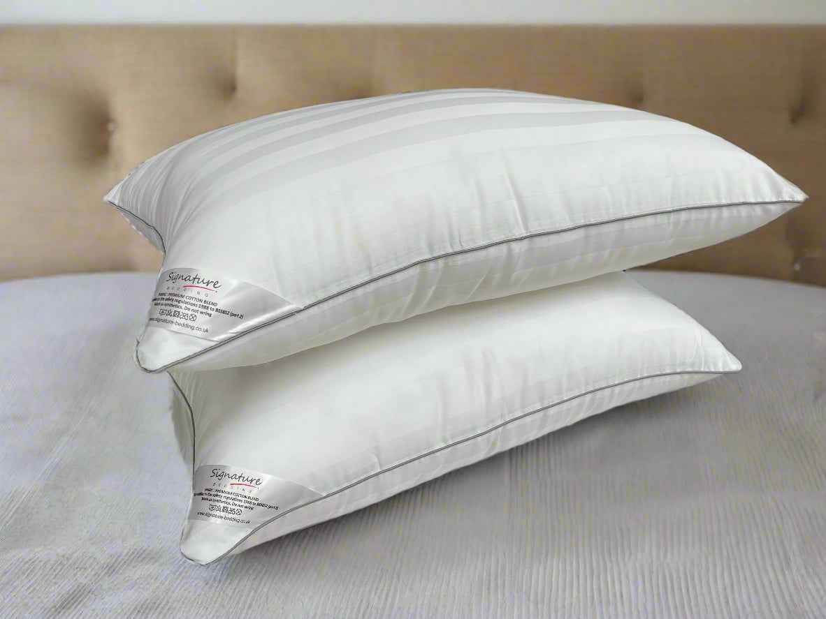 Luxury Bed Pillows - Hotel Quality Broad Stripe Soft Support Bounce Back Hollowfiber