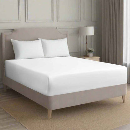 16" Extra Deep King Size Fitted Sheet - 200 Thread Count Cotton Bed Sheets in White and Cream, 100% Cotton White