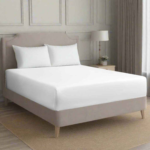 16" Extra Deep King Size Fitted Sheet - 200 Thread Count Cotton Bed Sheets in White and Cream, 100% Cotton White