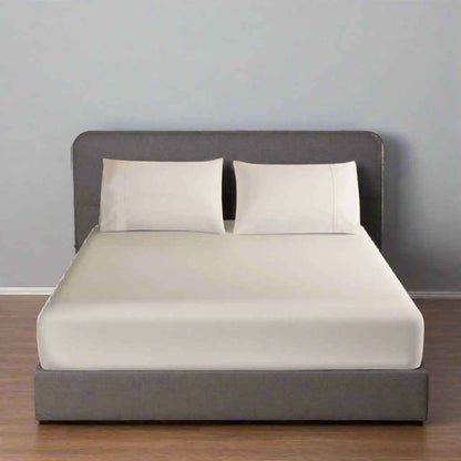 16" Extra Deep King Size Fitted Sheet - 200 Thread Count Cotton Bed Sheets in White and Cream, 100% Cotton Cream