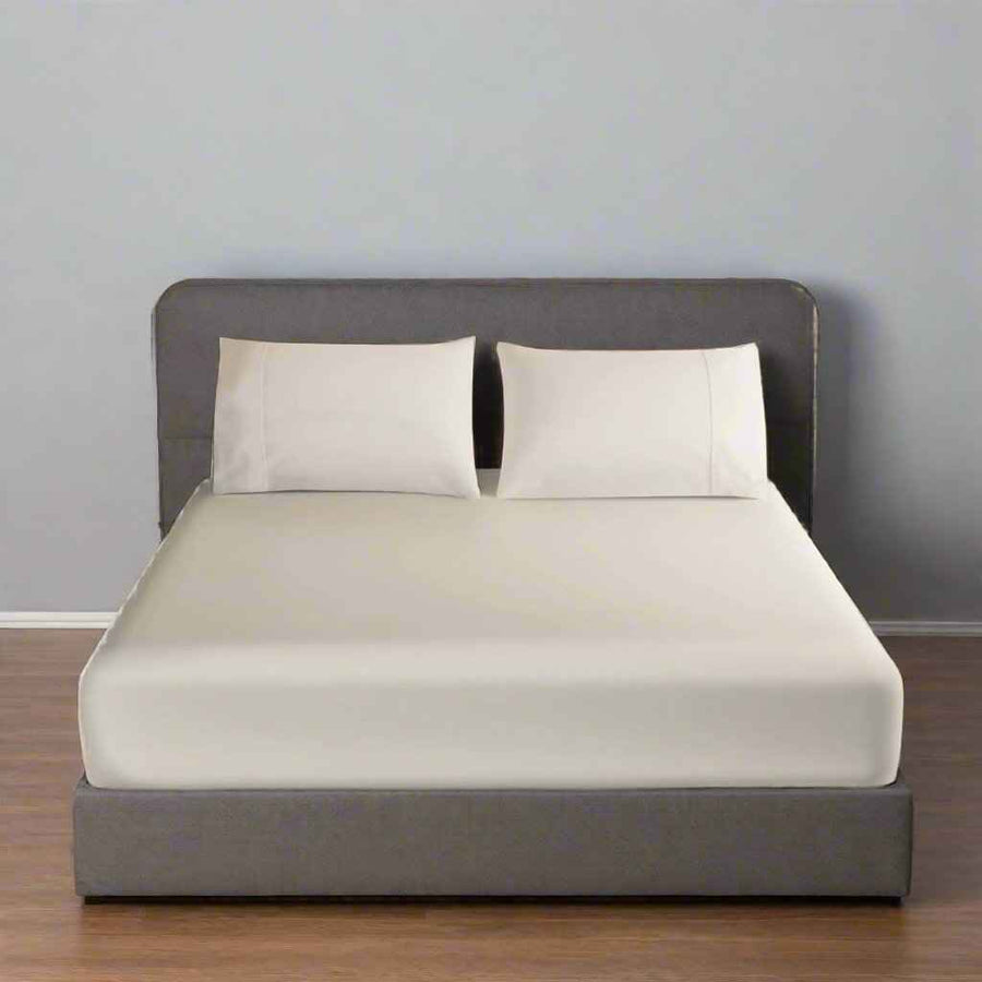 16" Extra Deep King Size Fitted Sheet - 200 Thread Count Cotton Bed Sheets in White and Cream, 100% Cotton Cream