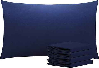 Microfibre Fitted Bed Sheets - Full Fitted Sheet Bed 40Cm Poly Cotton Single Double King Super King Size Navy Pillow Cases Pair