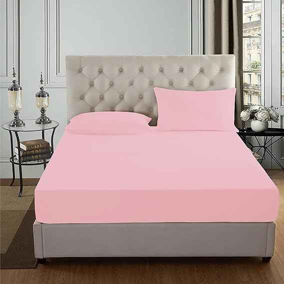 16" Extra Deep King Size Fitted Sheet - 200 Thread Count Cotton Bed Sheets in White and Cream, 100% Cotton Pink