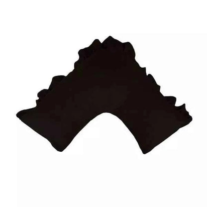 Cotton Polyester V Boomerang Shape Ruffled Pillowcase Black