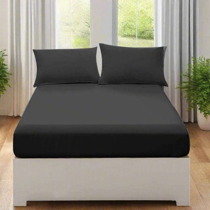 Microfibre Fitted Bed Sheets - Full Fitted Sheet Bed 40Cm Poly Cotton Single Double King Super King Size
