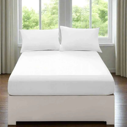 Microfibre Fitted Bed Sheets - Full Fitted Sheet Bed 40Cm Poly Cotton Single Double King Super King Size White Single