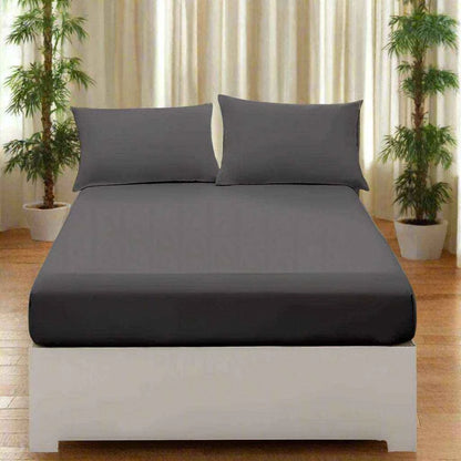 Microfibre Fitted Bed Sheets - Full Fitted Sheet Bed 40Cm Poly Cotton Single Double King Super King Size Charcoal Single