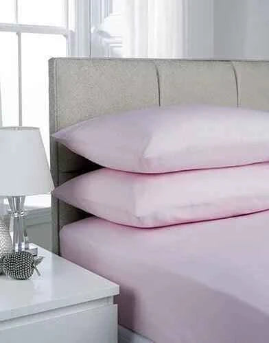Microfibre Fitted Bed Sheets - Full Fitted Sheet Bed 40Cm Poly Cotton Single Double King Super King Size Pink Single
