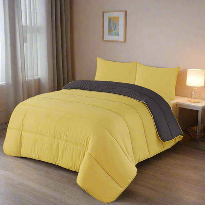 Luxury Mustard and Charcoal Reversible Coverless Best Duvet UK Bedding single double king super king all size 13.5 Tog