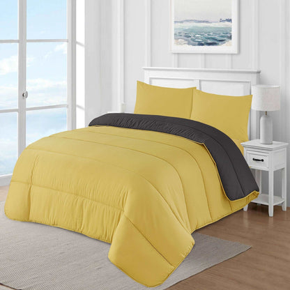 Luxury Mustard and Charcoal Reversible Coverless Best Duvet UK Bedding single double king super king all size 13.5 Tog