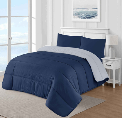 Luxury Navy and Cool Breeze Blue Reversible Coverless Best Duvet UK Bedding single double king super king all size 13.5 Tog