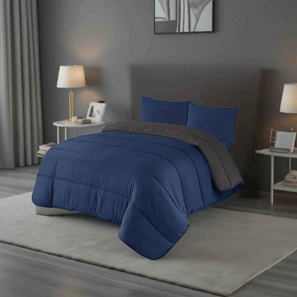 Luxury Navy and Grey Reversible Coverless Best Duvet UK Bedding single double king super king all size 13.5 Tog
