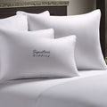 Luxury Soft Satin Egyptian Stripe Pillow Hollowfiber Filled Satin Stripe White