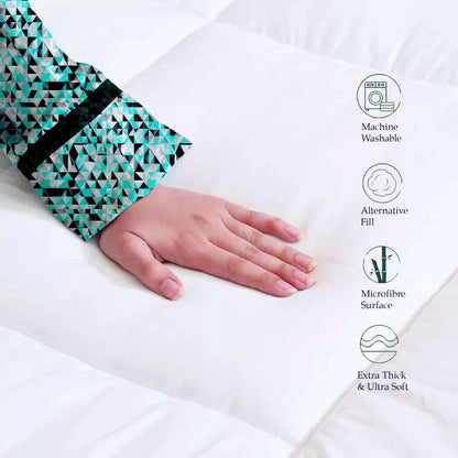 Mattress Topper 4" Inch Deep Luxury Soft Hotel Quality Microfiber 10cm Single , Double , King , Super King All Sizes