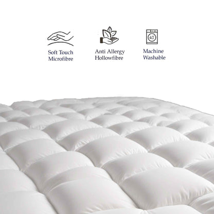 Mattress Topper 4" Inch Deep Luxury Soft Hotel Quality Microfiber 10cm Single , Double , King , Super King All Sizes