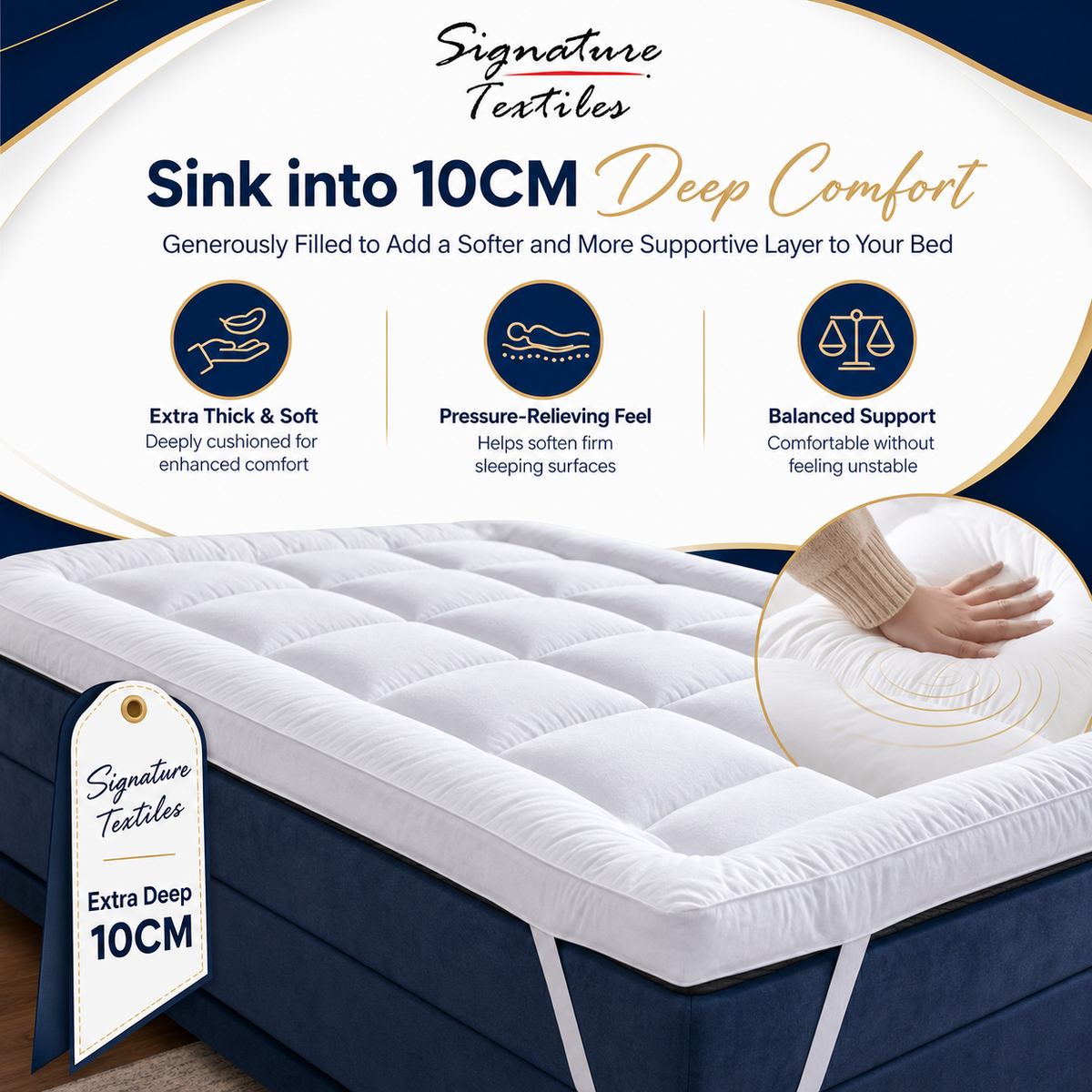 Mattress Topper 4" Inch Deep Luxury Soft Hotel Quality Microfiber 10cm Single , Double , King , Super King All Sizes