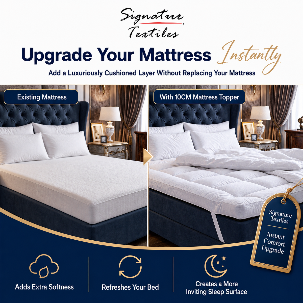 Mattress Topper 4" Inch Deep Luxury Soft Hotel Quality Microfiber 10cm Single , Double , King , Super King All Sizes